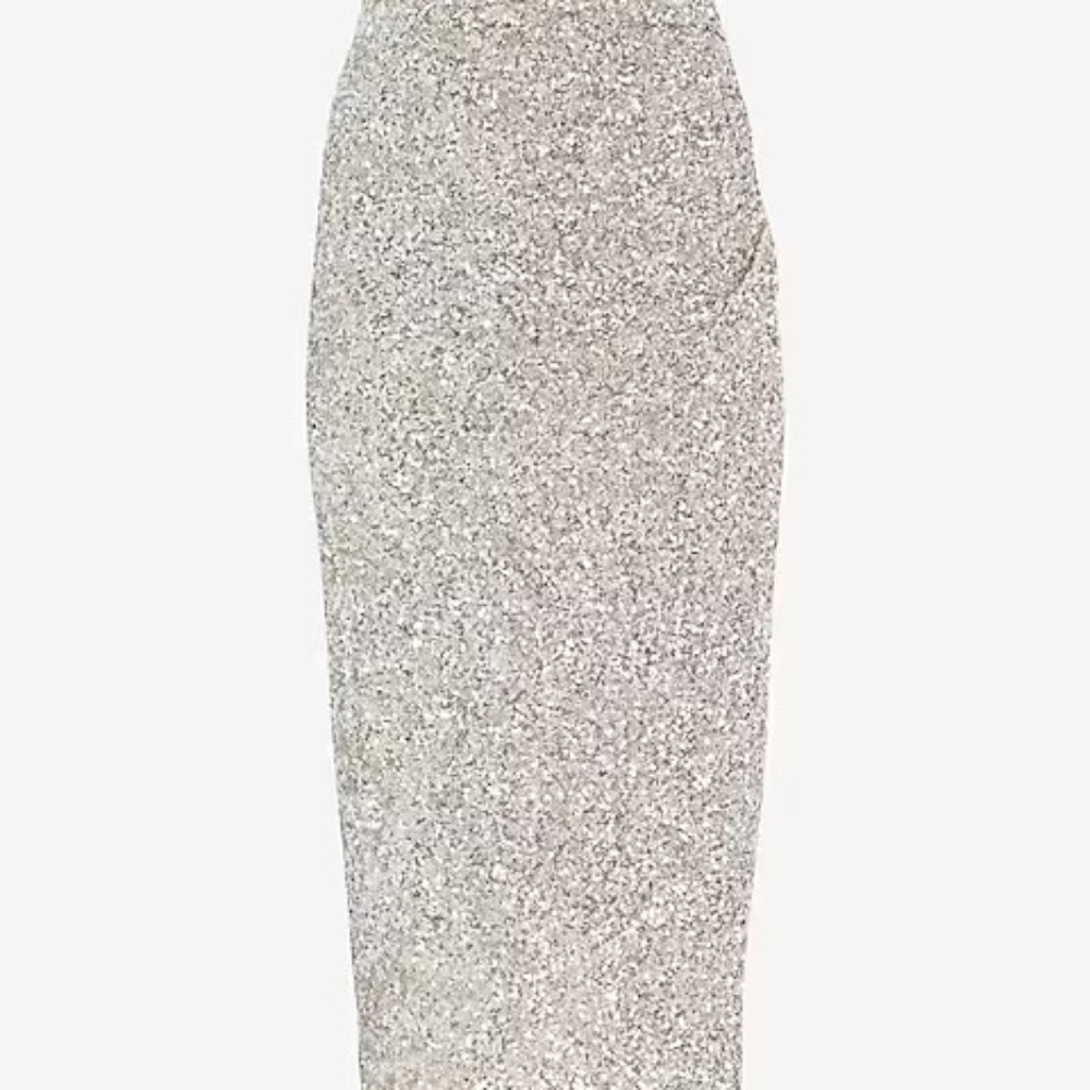 Express silver sequin midi skirt